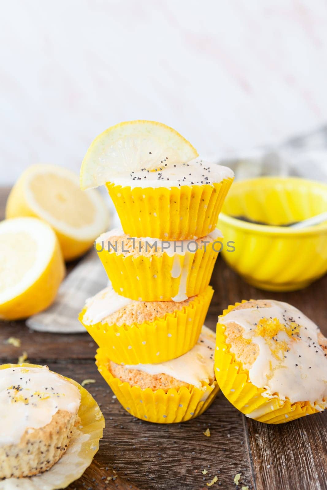 Delicious poppy seed muffins with fresh lemon