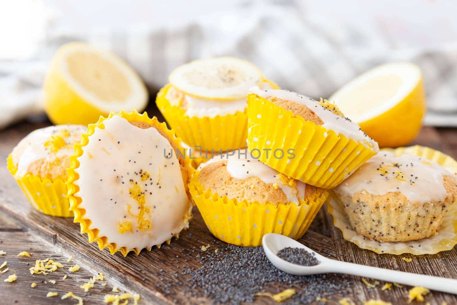 Delicious poppy seed muffins with fresh lemon