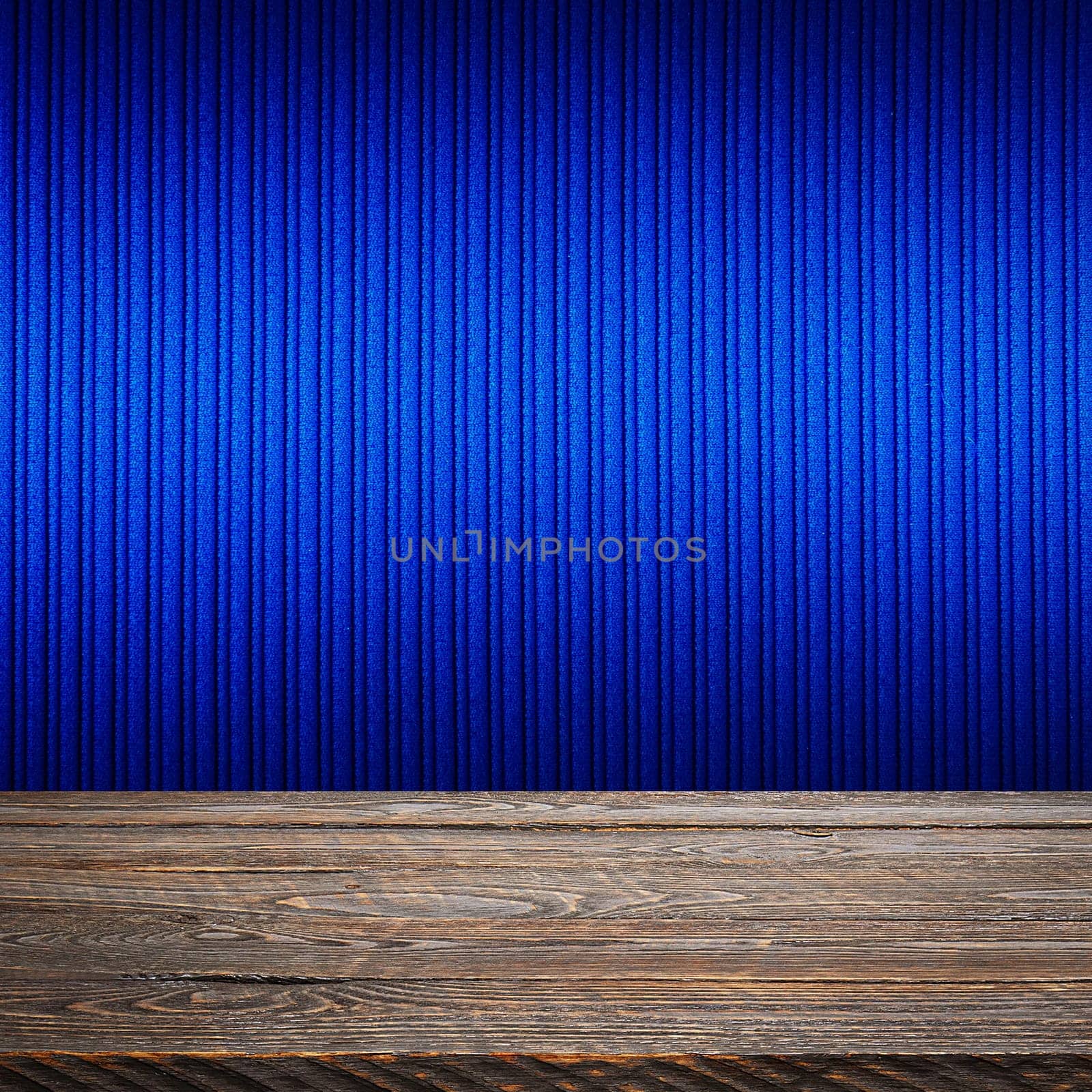 The background is blank wooden boards and a textured striped wall with gradient lighting and vignetting. For product demonstrations, free space, layout, mockup, perspective board, background board.