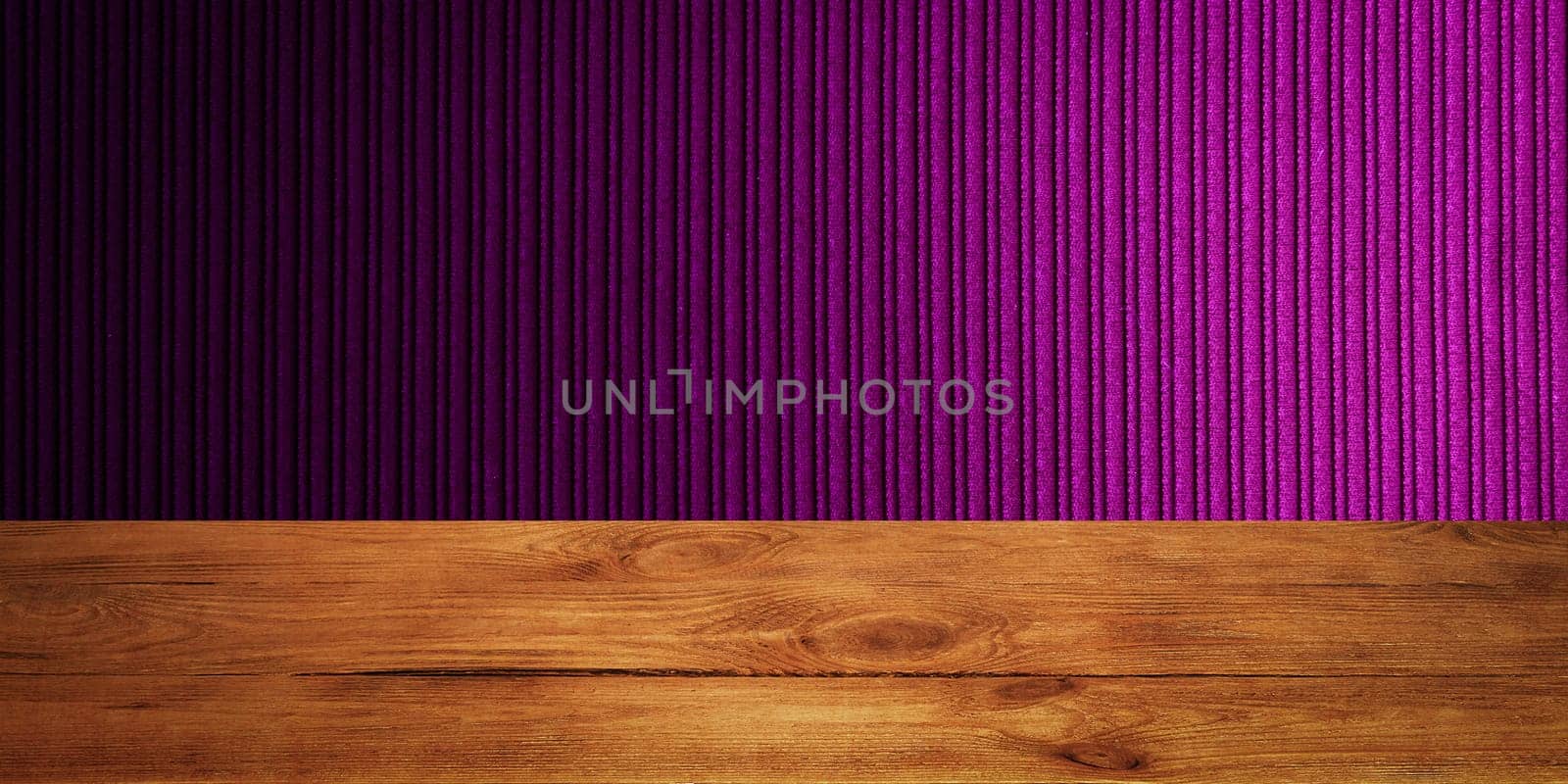 The background is blank wooden boards and a textured striped wall with gradient lighting and vignetting. For product demonstrations, free space, layout, mockup, perspective board, background board.