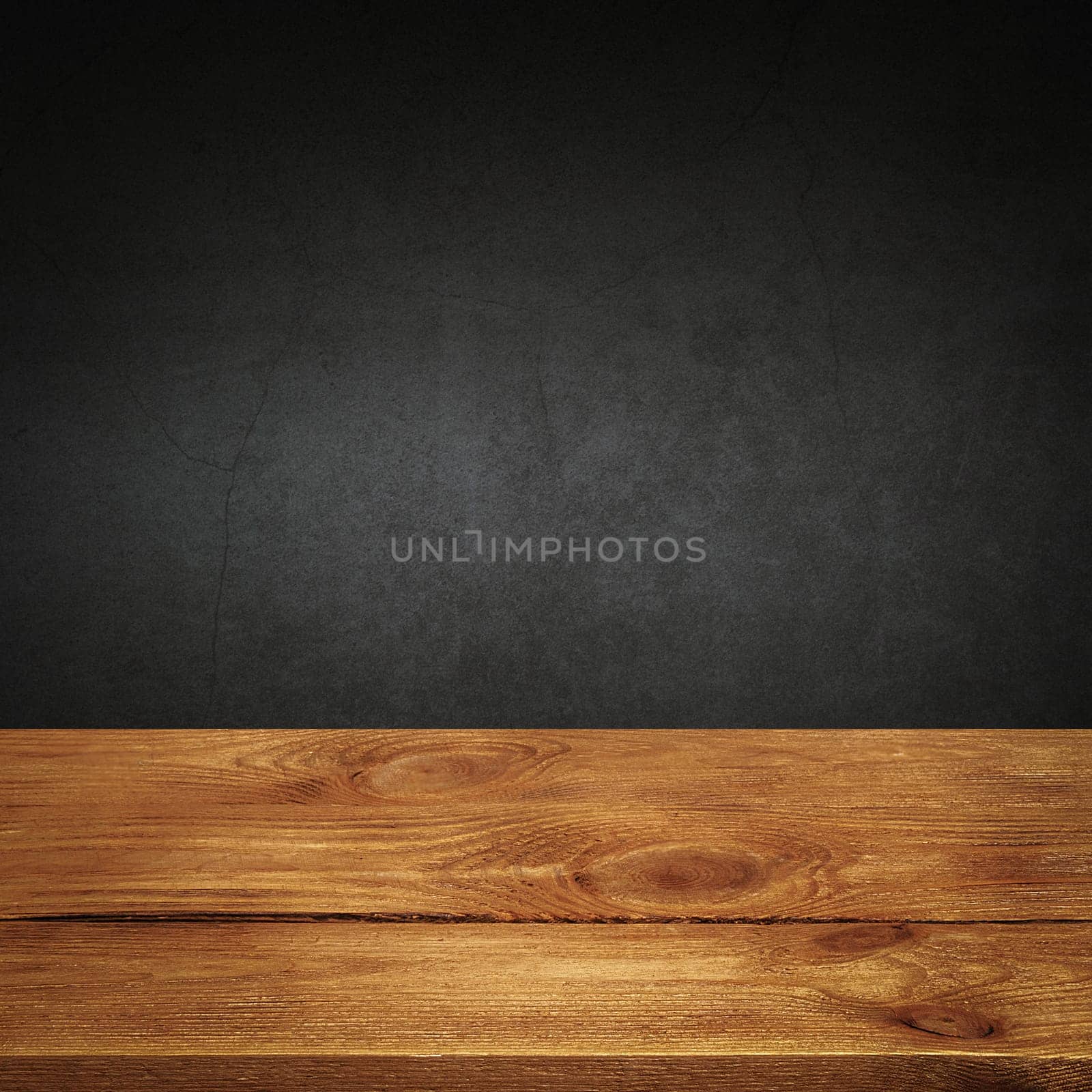 The background is blank wooden boards and a textured plastered wall with lighting and vignetting. For product demonstrations, free space, layout, mockup, perspective board, background board.