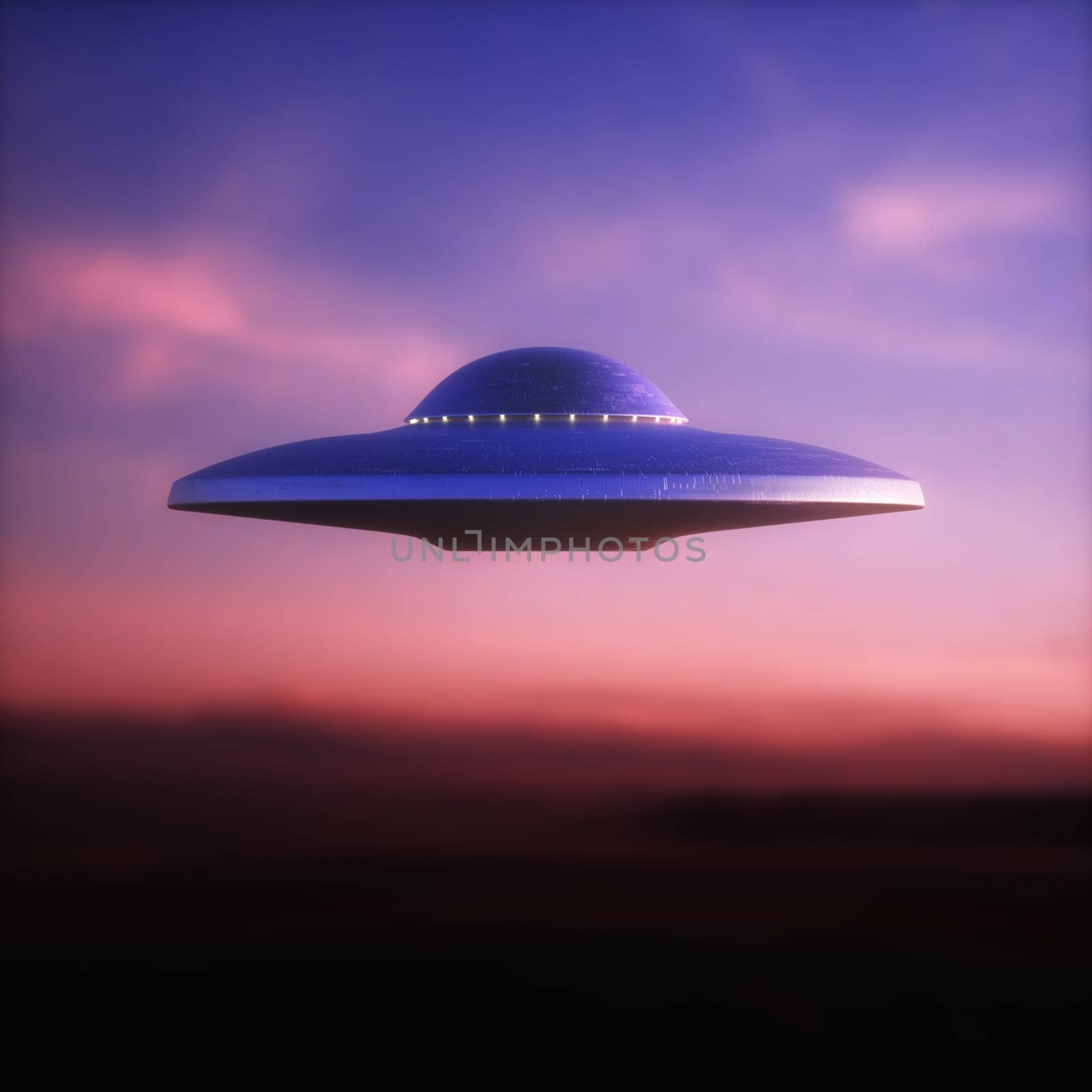 Unidentified flying object - UFO. Science Fiction, 3D illustration concept of ufology. Clipping Path Included.