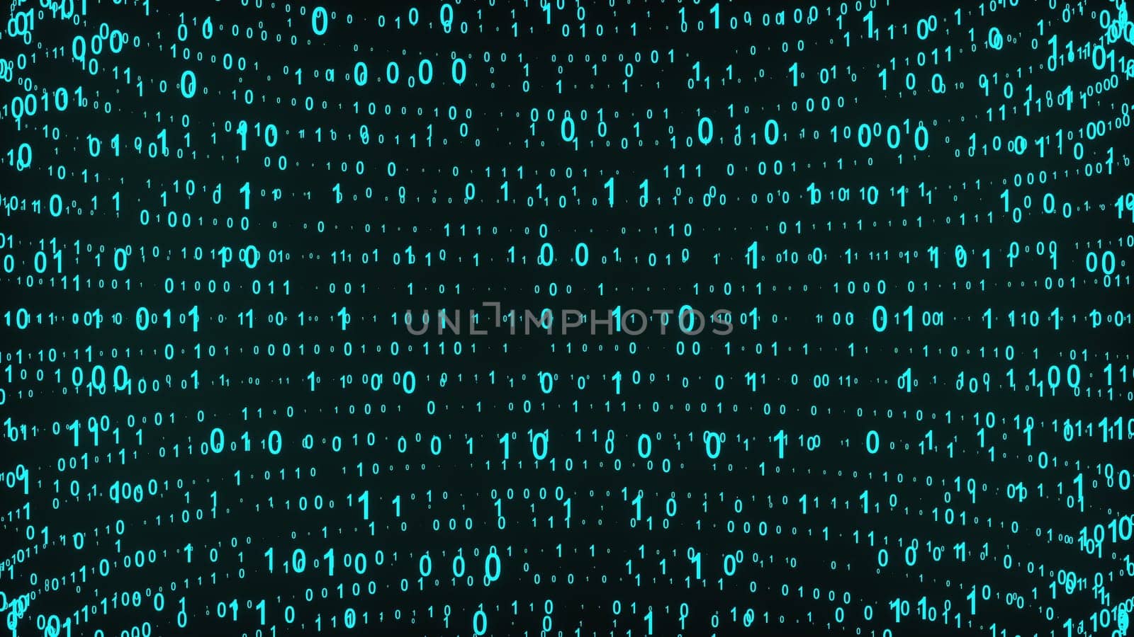 Big and small binary number spheres, computer generated. 3D rendering of binary code background with numbers. Abstract futuristic elements