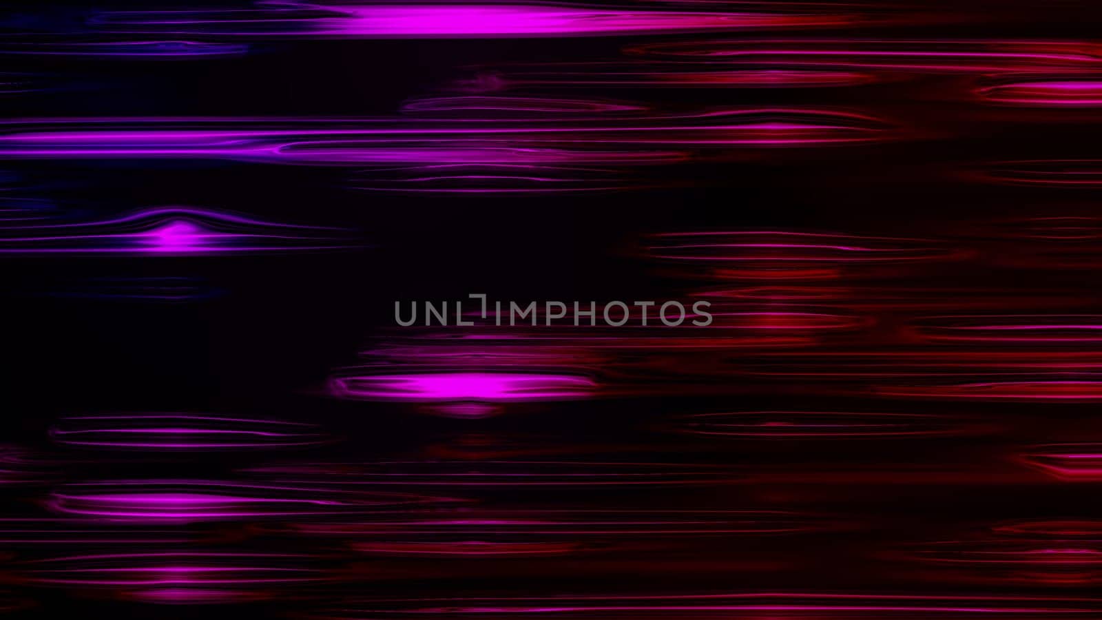 Horizontal liquid neon lines shimmer in a smooth bend. Abstract computer generated background, 3d rendering