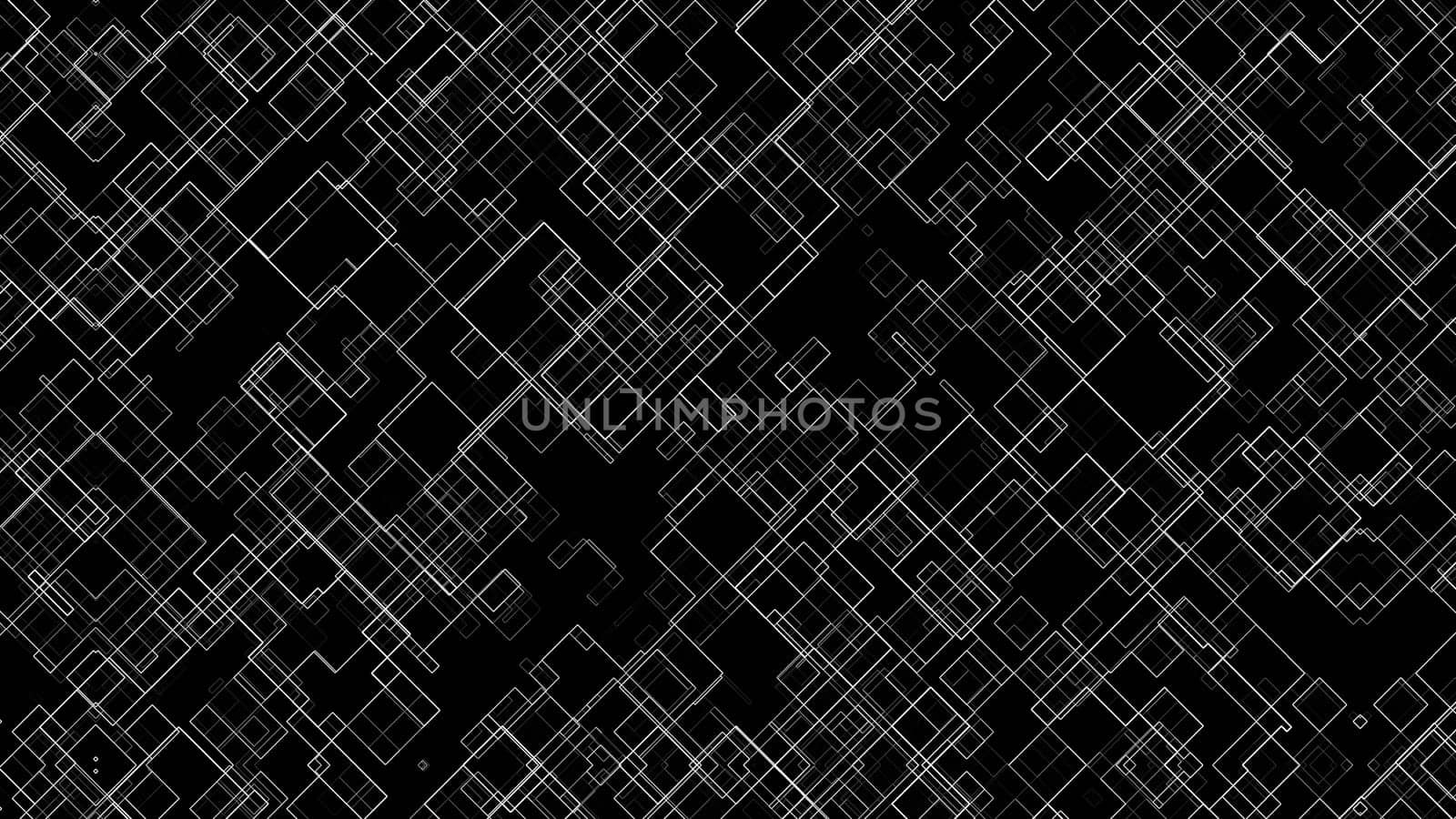 Computer generated cells of different sizes from thin lines. 3d rendering abstract technology backdrop