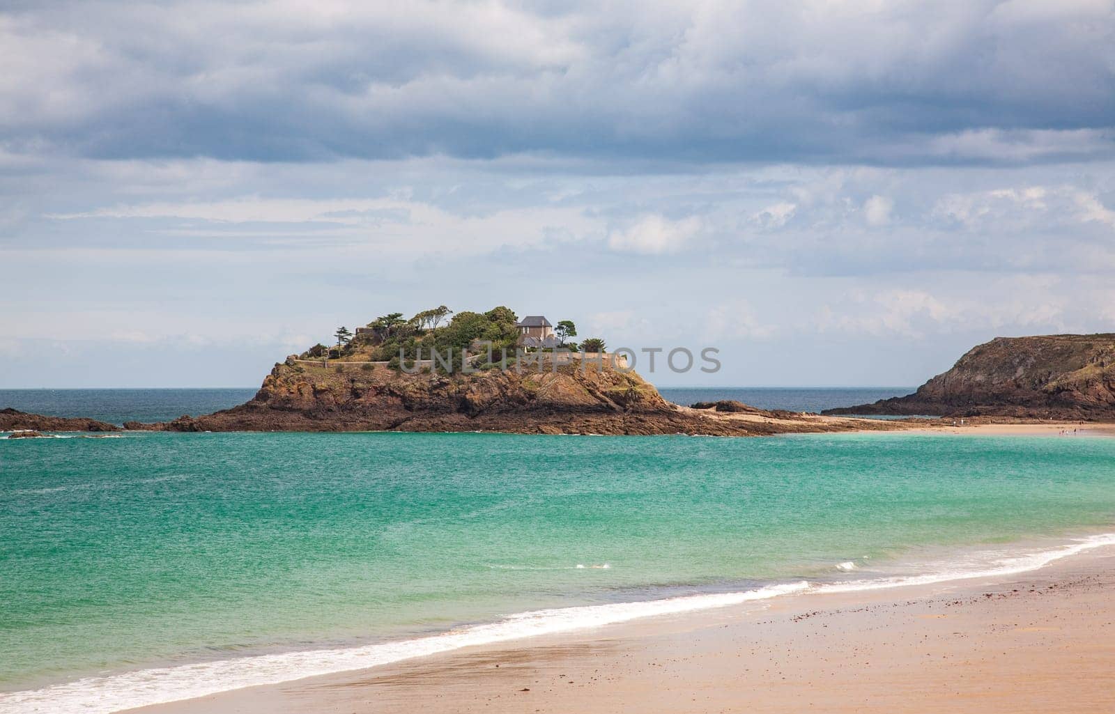 The Fort du Guesclin, built on an island off Brittany's emerald coast,  a medieval fortress which was once the home of the late French singer Leo Ferre, Saint Coulomb, Brittany, France