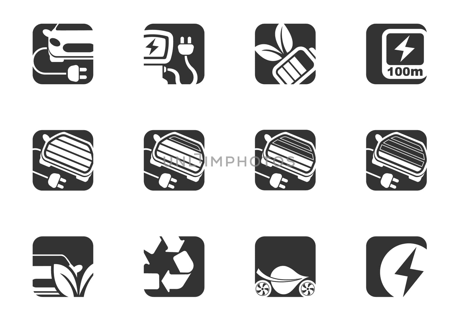 Electric car icon set for user interface design