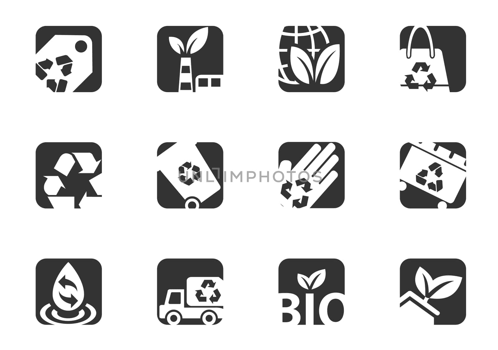 Recycling icon set for user interface design