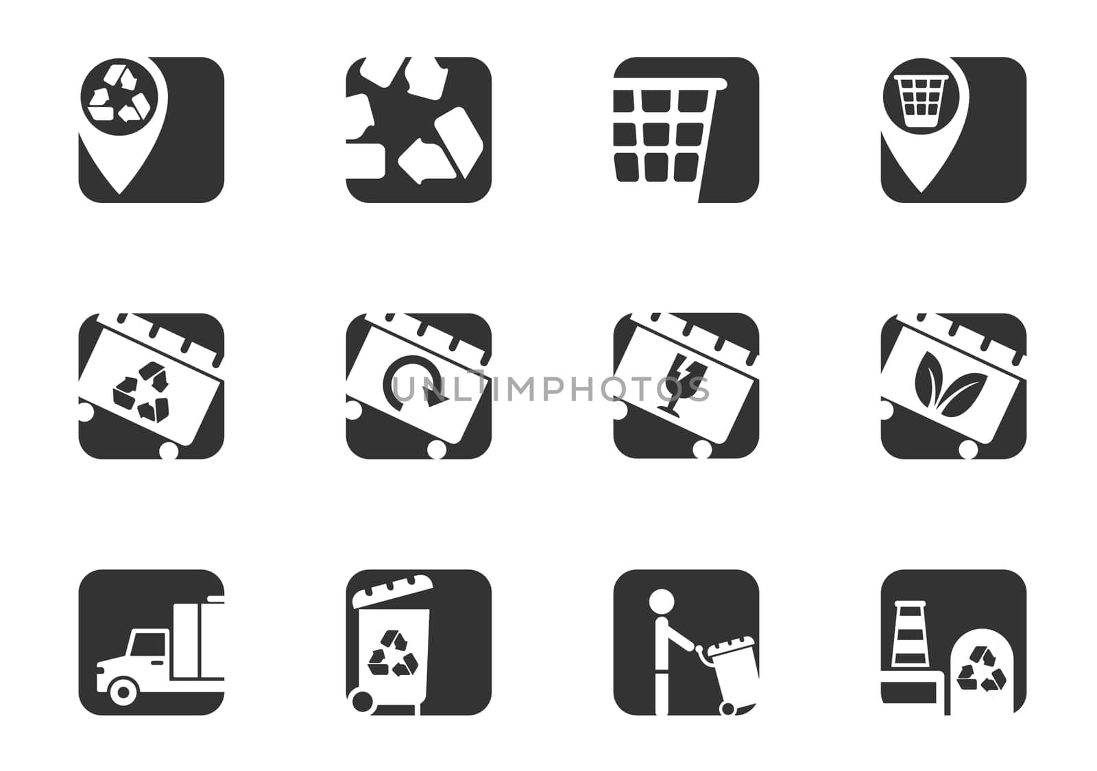 Recycling icon set for user interface design