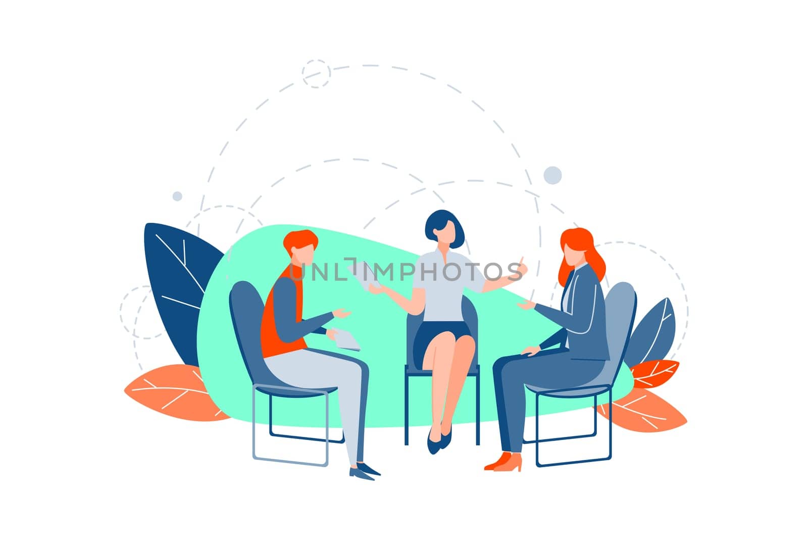 Teamwork, communication brainstorm, business concept. Businesspeople do teamwork, collaborating meeting at office. Businessman, women partners negotiate, clerks or managers do coworking, brainstorming