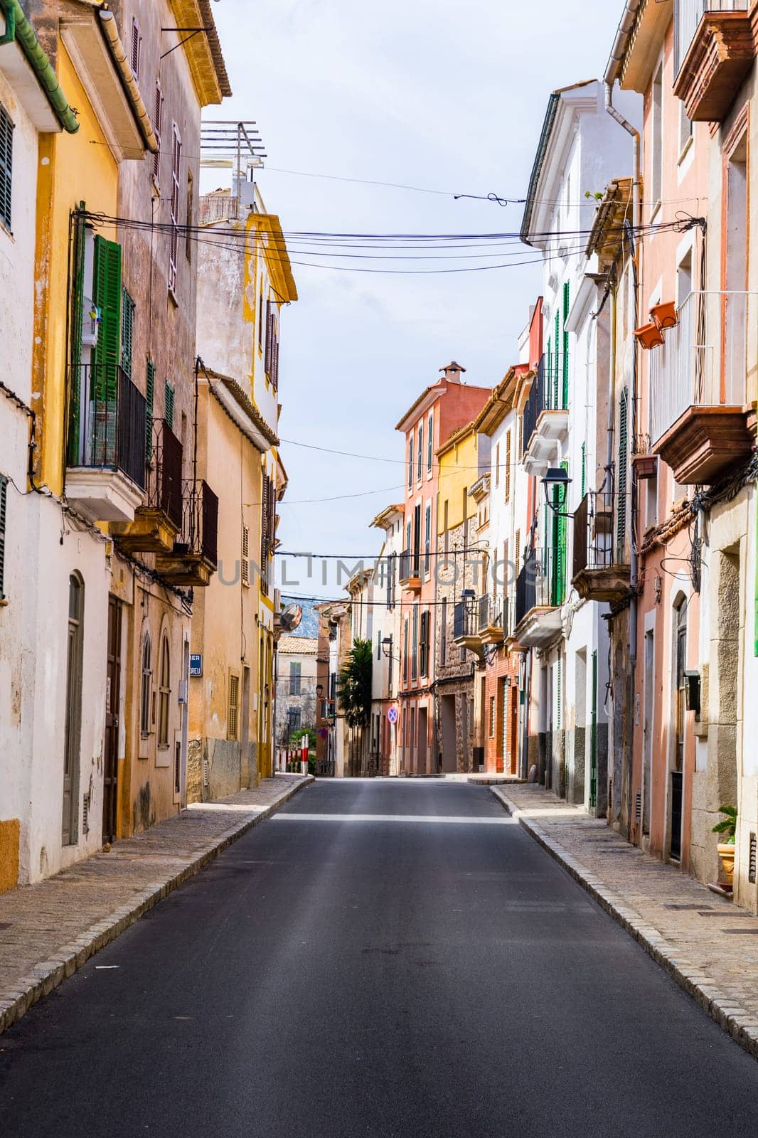 a typical village alley in majorca, soller