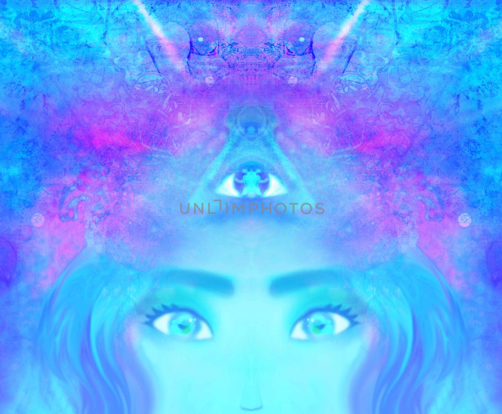 Woman with third eye, psychic supernatural senses