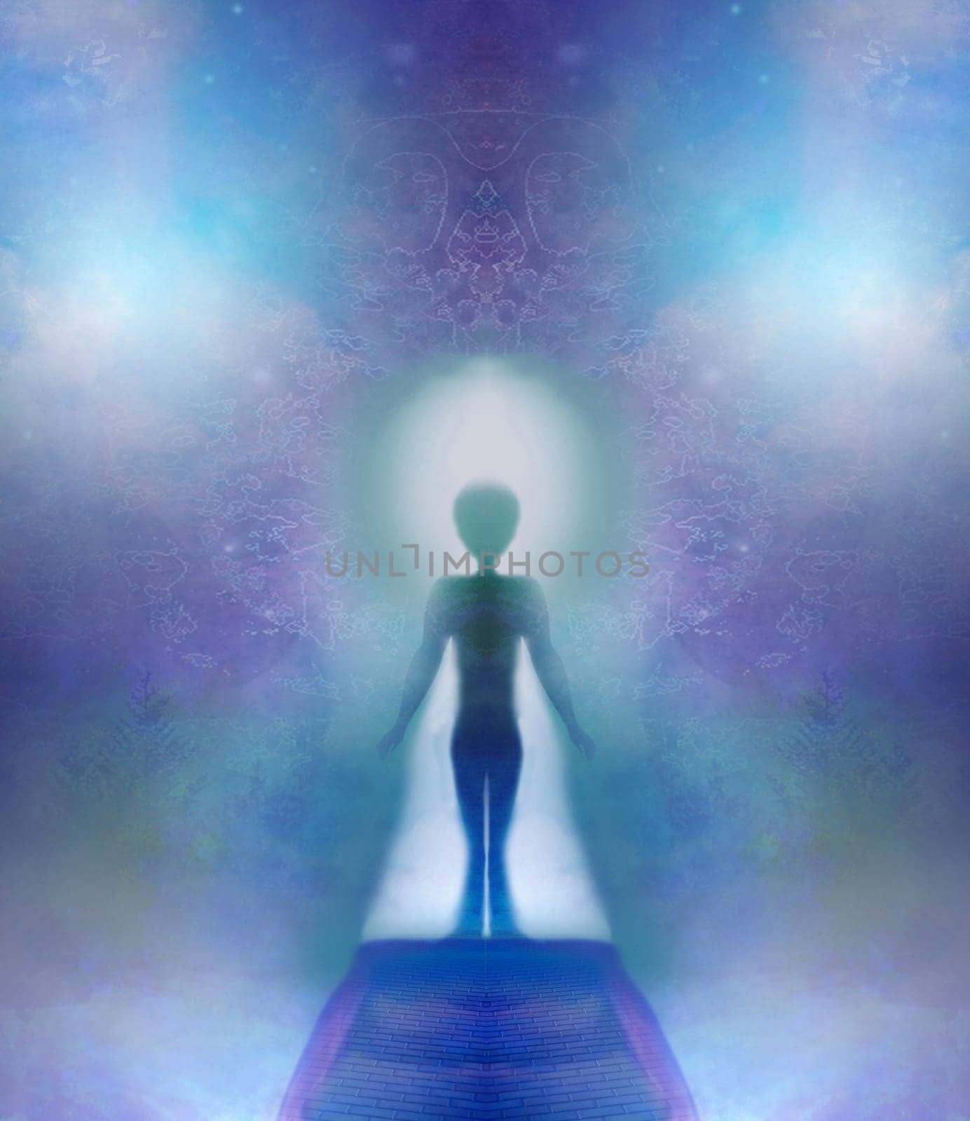 Man walking into a keyhole