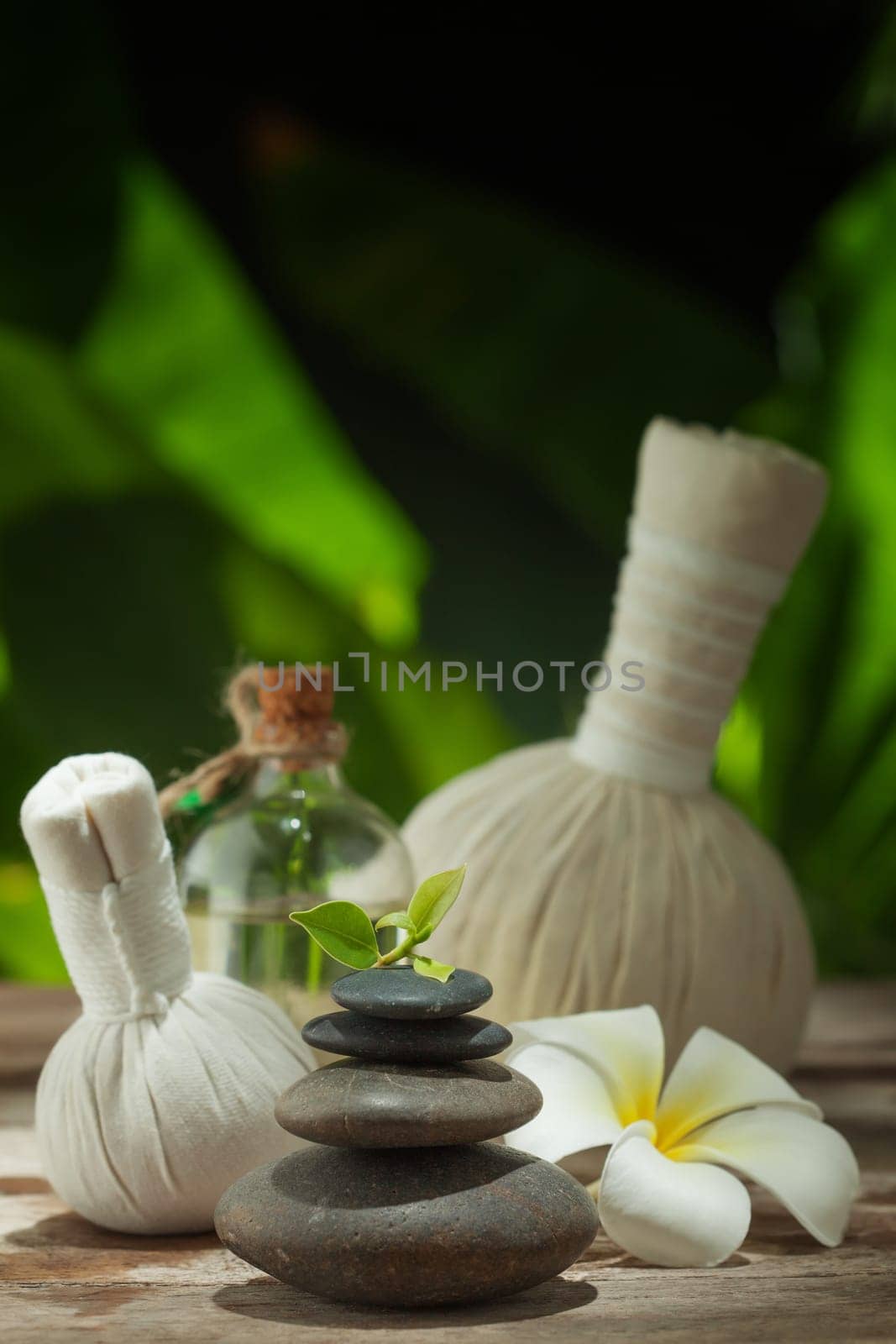 close up view of spa theme objects on color back