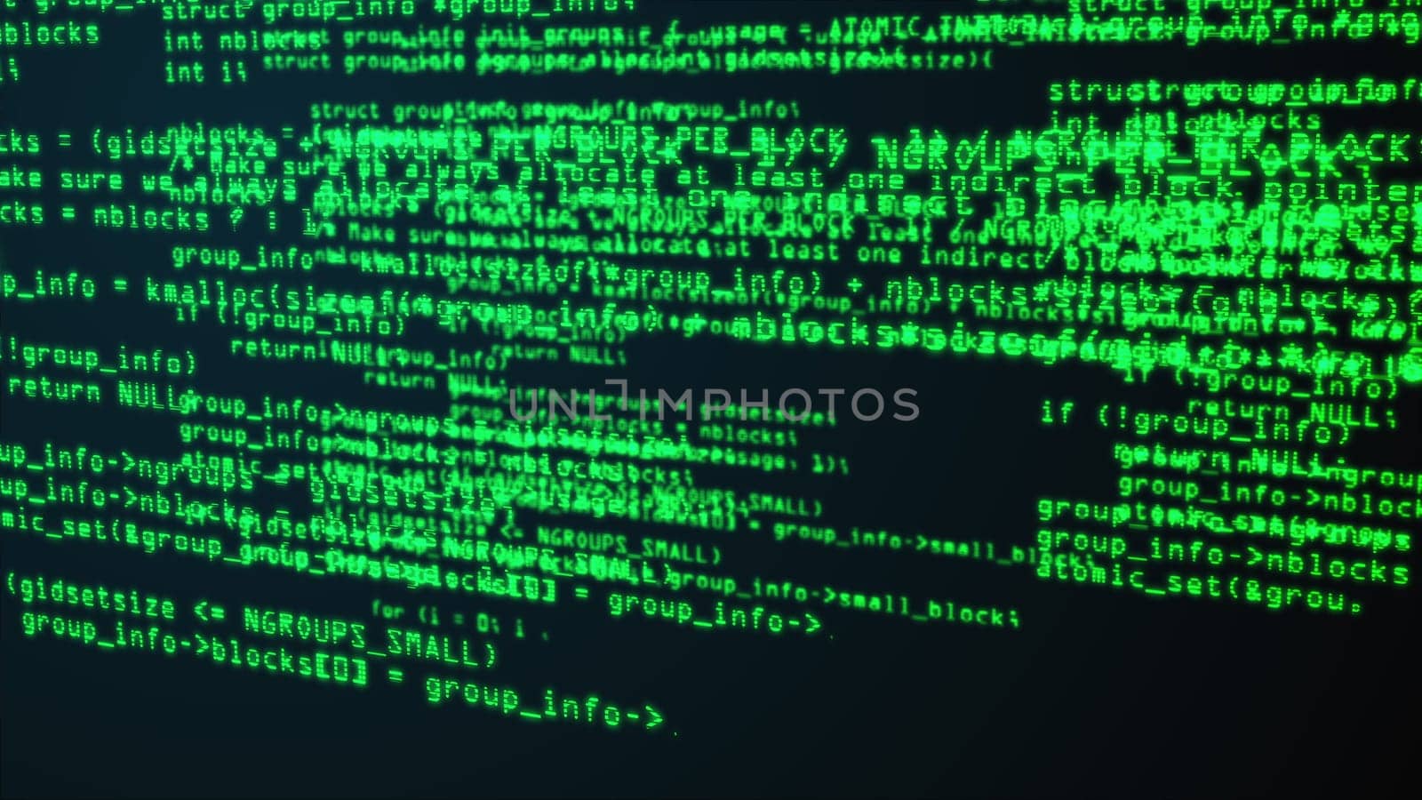 Programming code through the computer screen terminal, computer generated