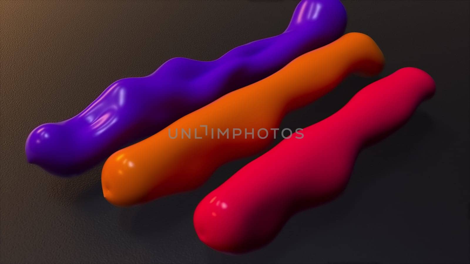 Geometric minimalism with 3d render decorative wavy growths. Surreal displacement plasticine worms glossy surface. Shiny form with changing and randomly generated shape.