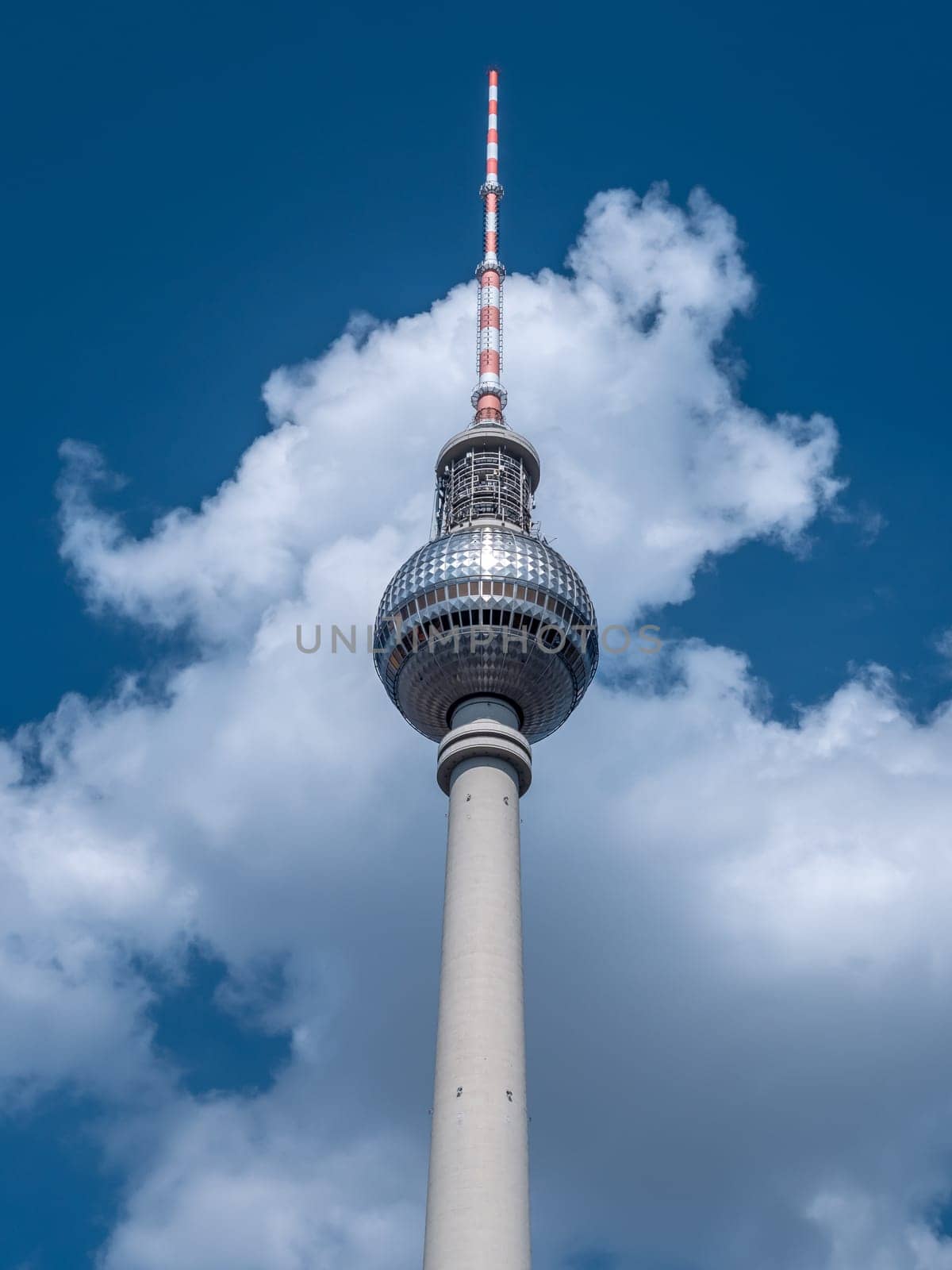Berlin Television Tower from low angle during summer, germany