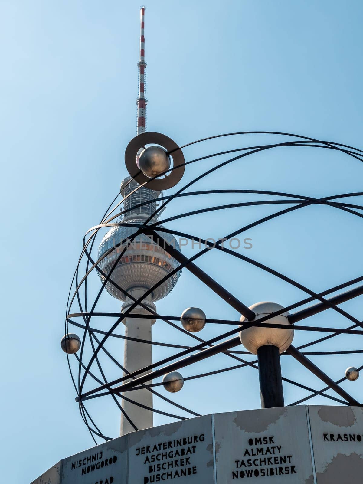 Berlin Television Tower from low angle during summer, germany