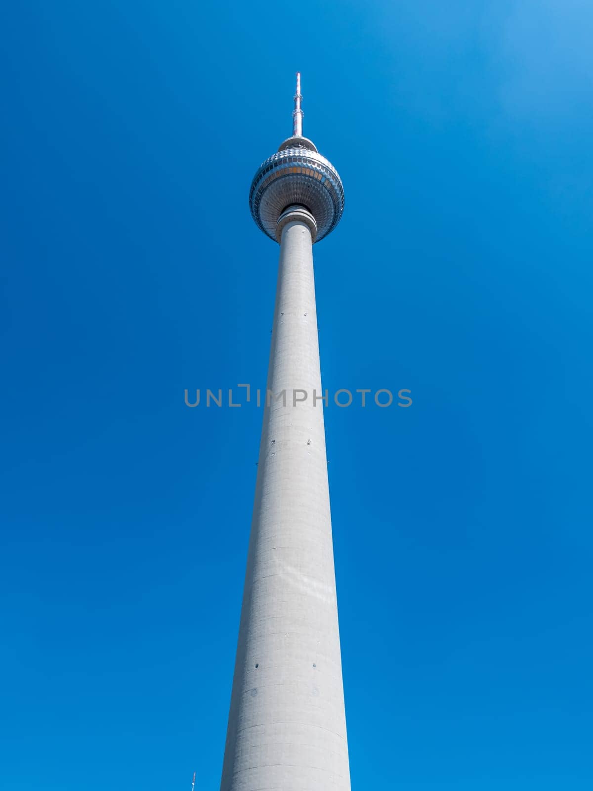 Berlin Television Tower from low angle during summer, germany