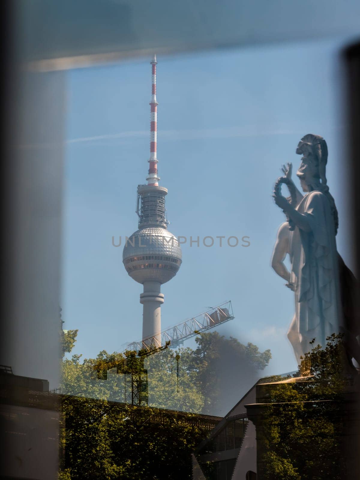 Berlin Television Tower from low angle during summer, germany