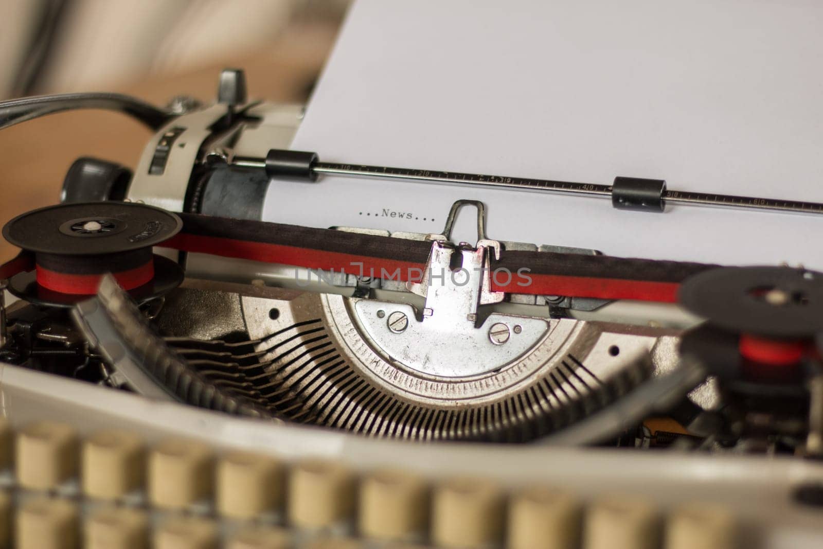 Old fashioned vintage typewriter: closeup picture