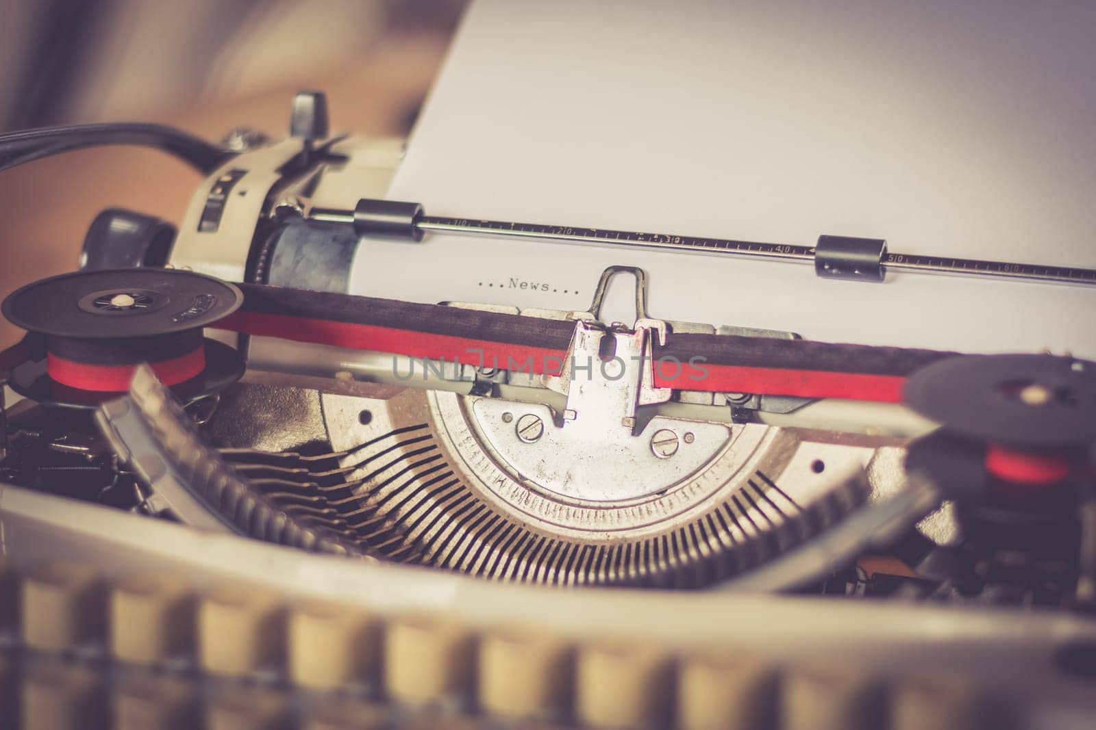 Old fashioned vintage typewriter: closeup picture