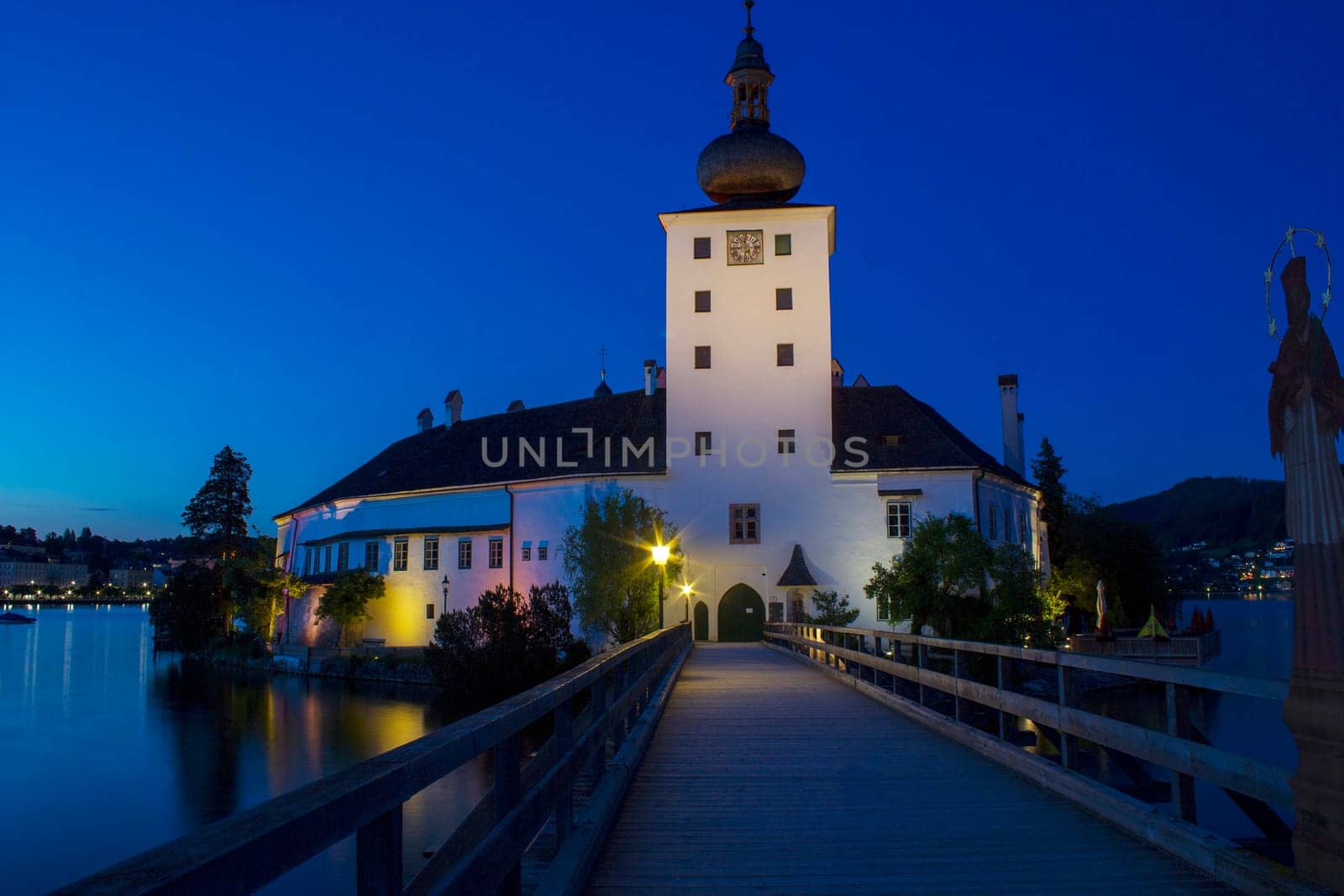 Castle Orth and lake Traunsee, Austria. Schloss Ort is an Austrian castle founded around year 1080 in Gmunden, Austria