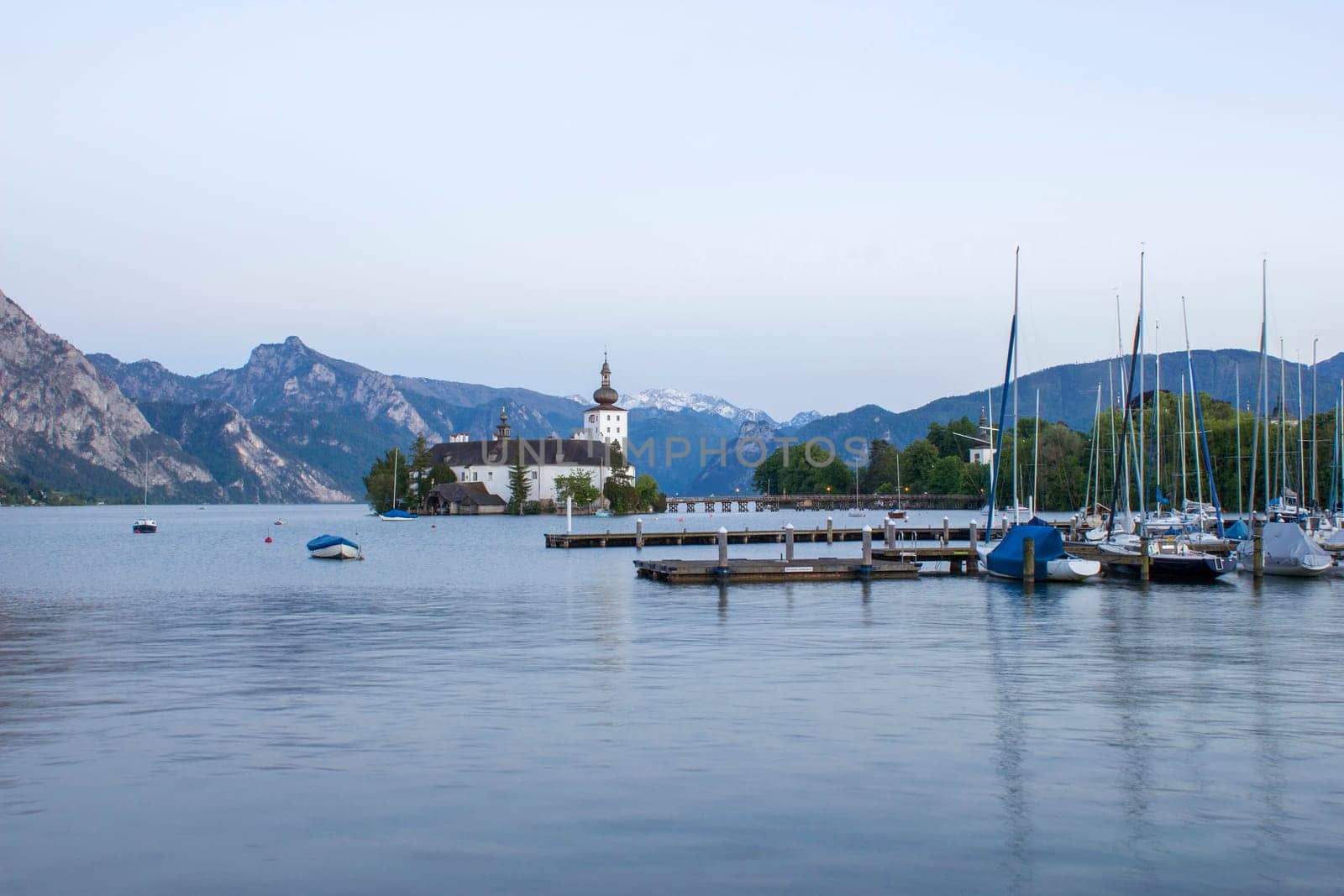 Castle Orth and lake Traunsee, Austria. Schloss Ort is an Austrian castle founded around year 1080 in Gmunden, Austria