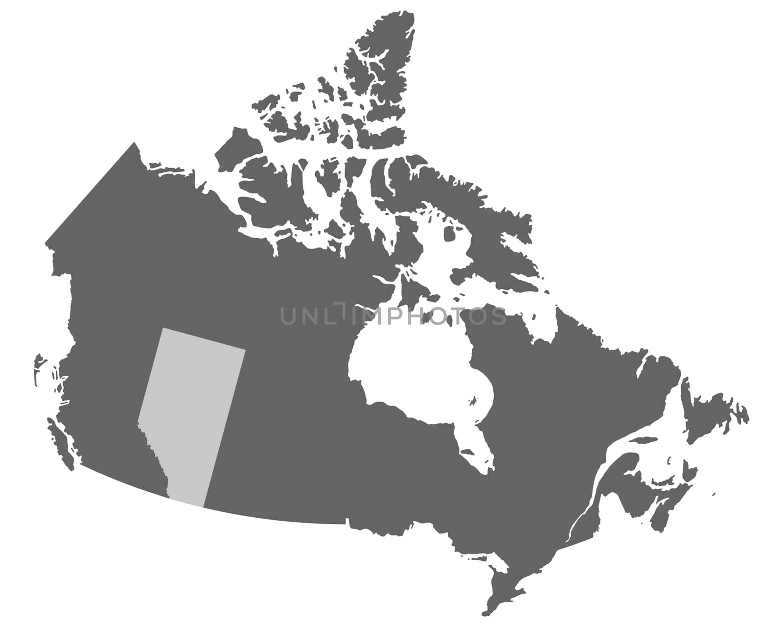 Landkarte von Kanada mit Provinz Alberta