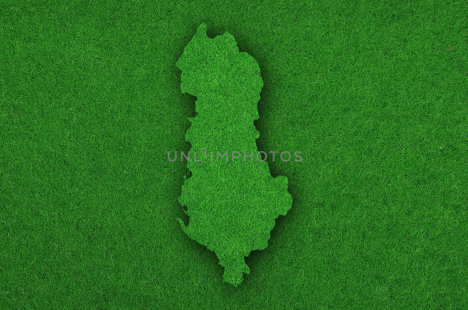 Map of Albania on green felt