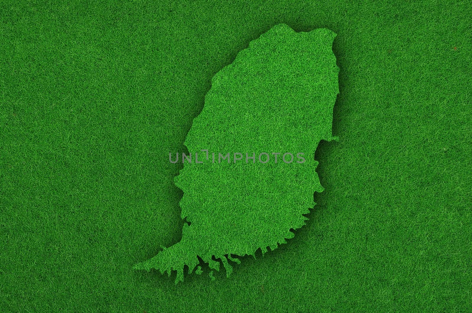 Map of Grenada on green felt