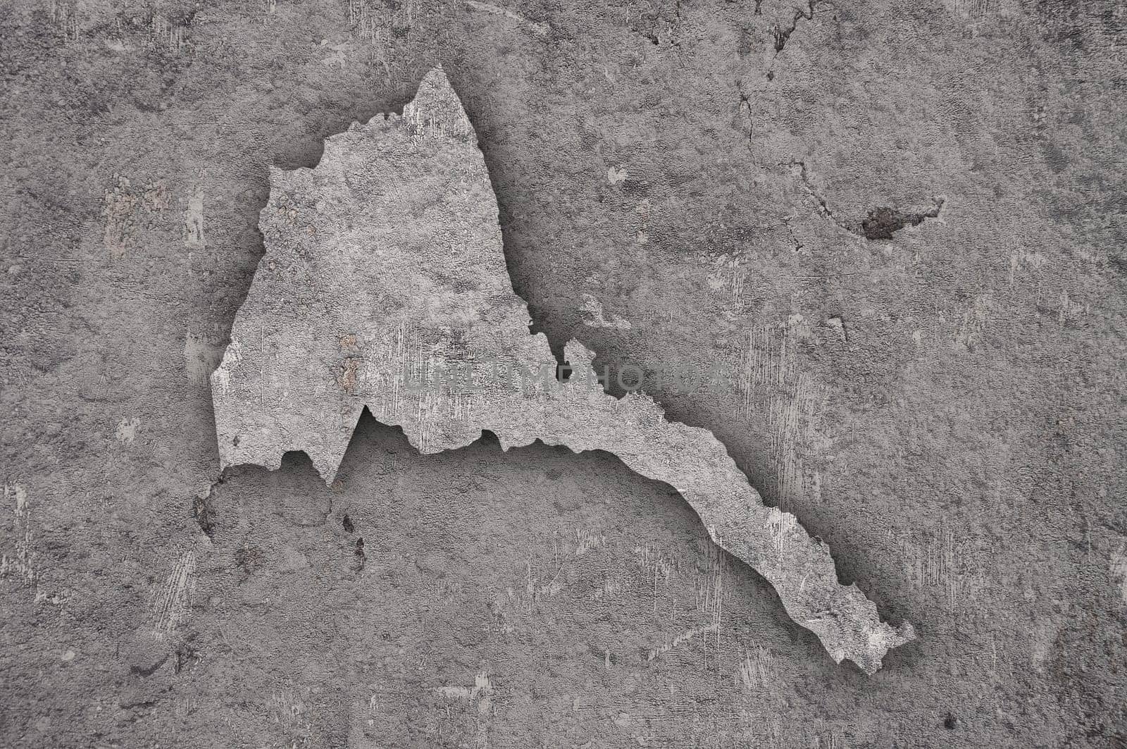 Map of Eritrea on weathered concrete