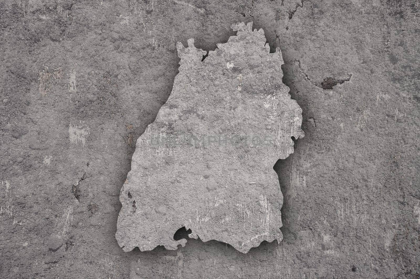 Map of Baden-Wuerttemberg on weathered concrete