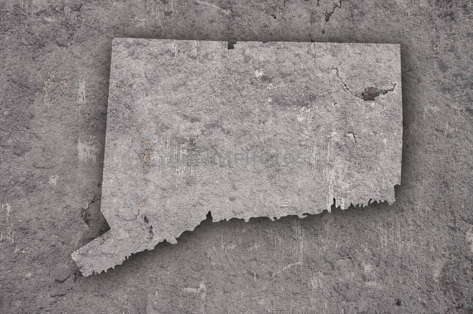 Map of Connecticut on weathered concrete