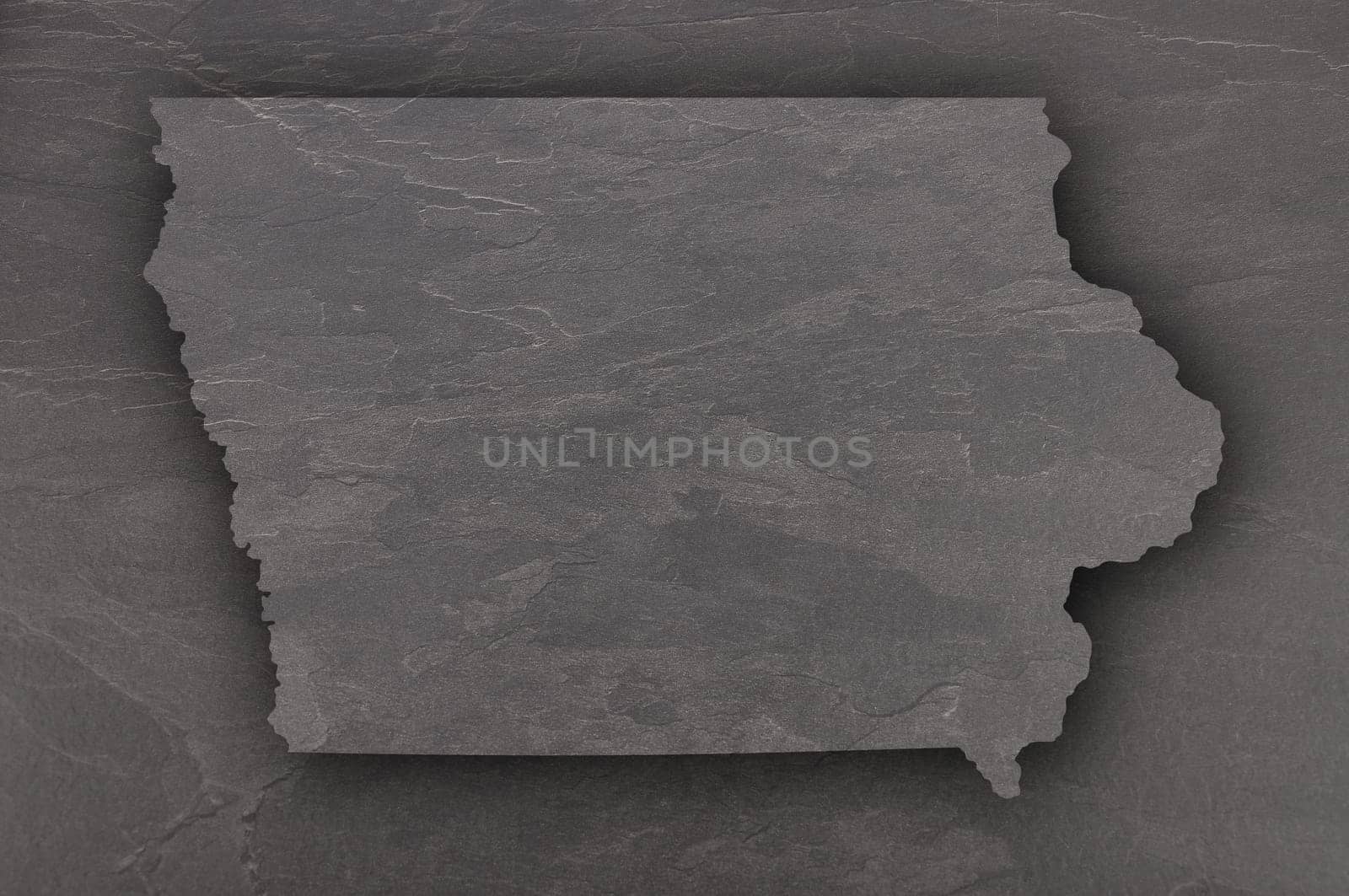 Map of Iowa on dark slate