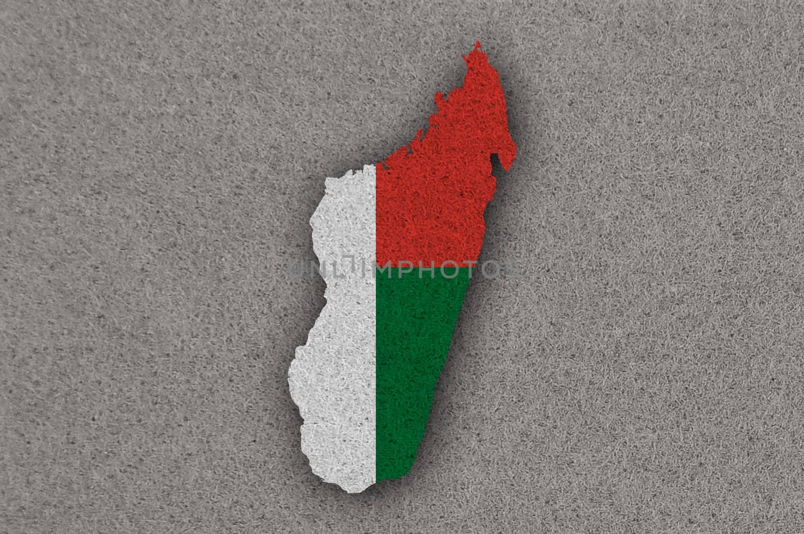 Map and flag of Madagascar on felt