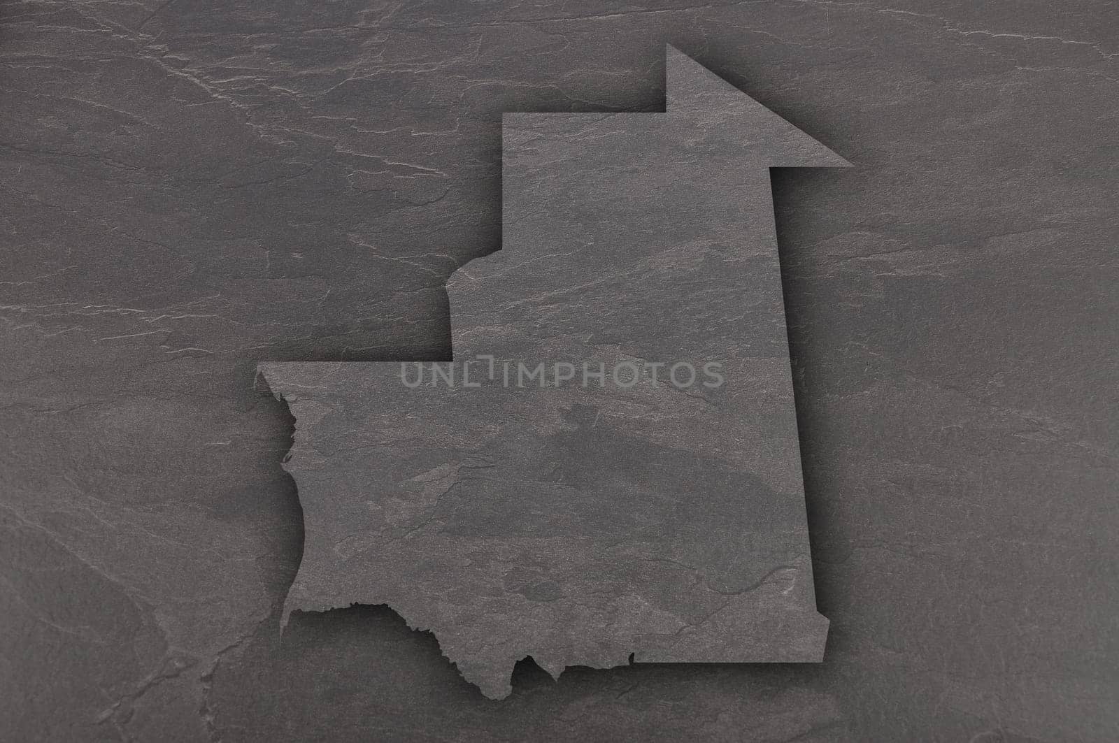 Map of Mauritania on dark slate