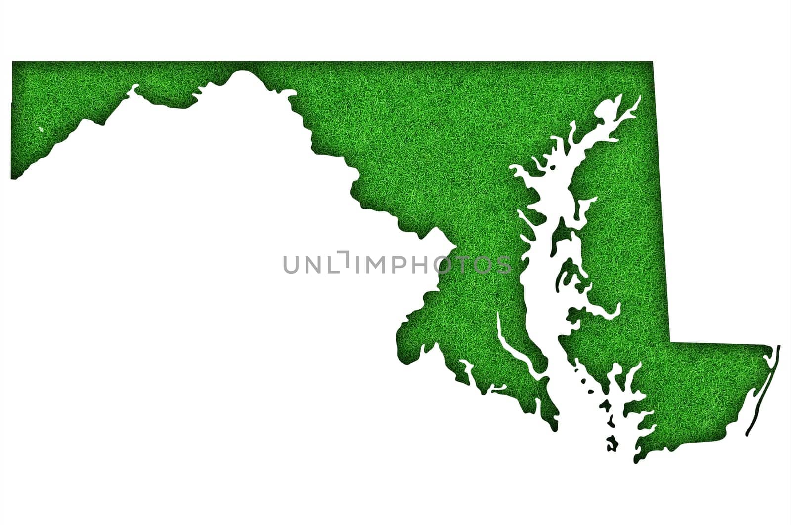 Map of Maryland on green felt