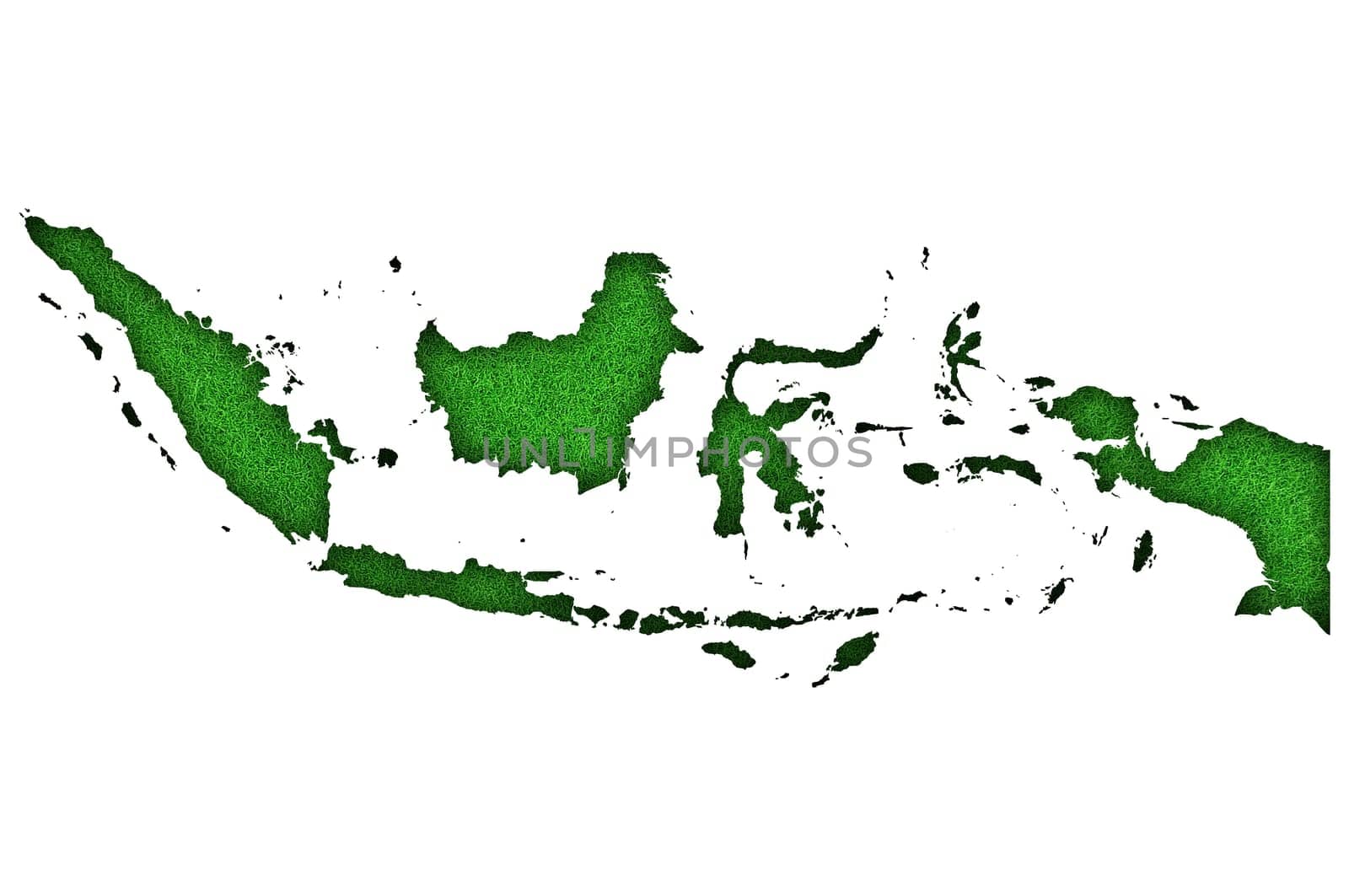 Map of Indonesia on green felt