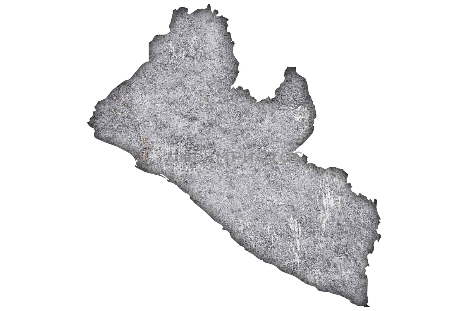 Map of Liberia on weathered concrete