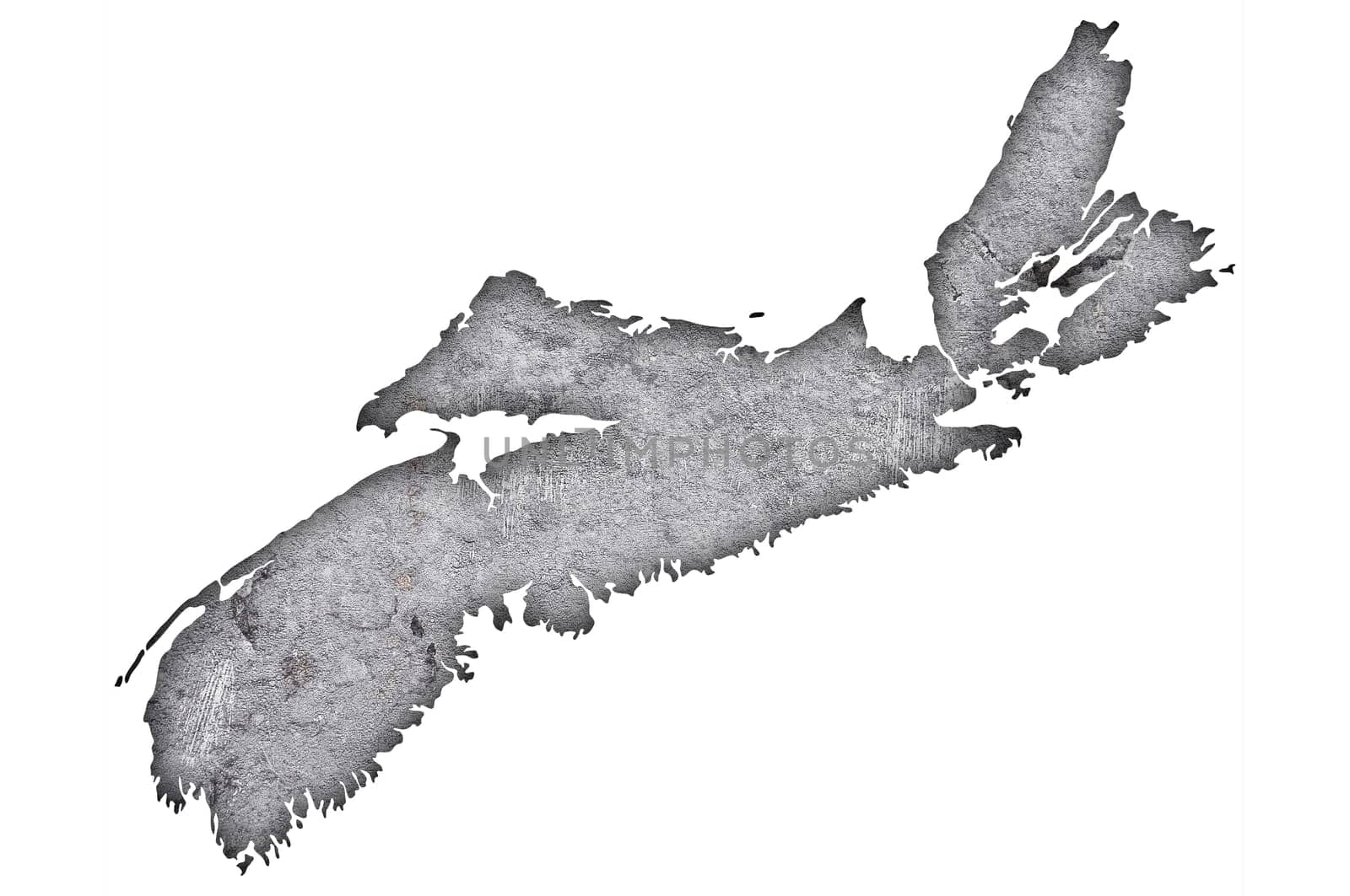 Map of Nova Scotia on weathered concrete