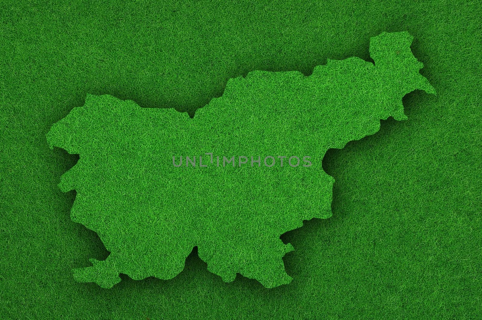 Map of Slovenia on green felt