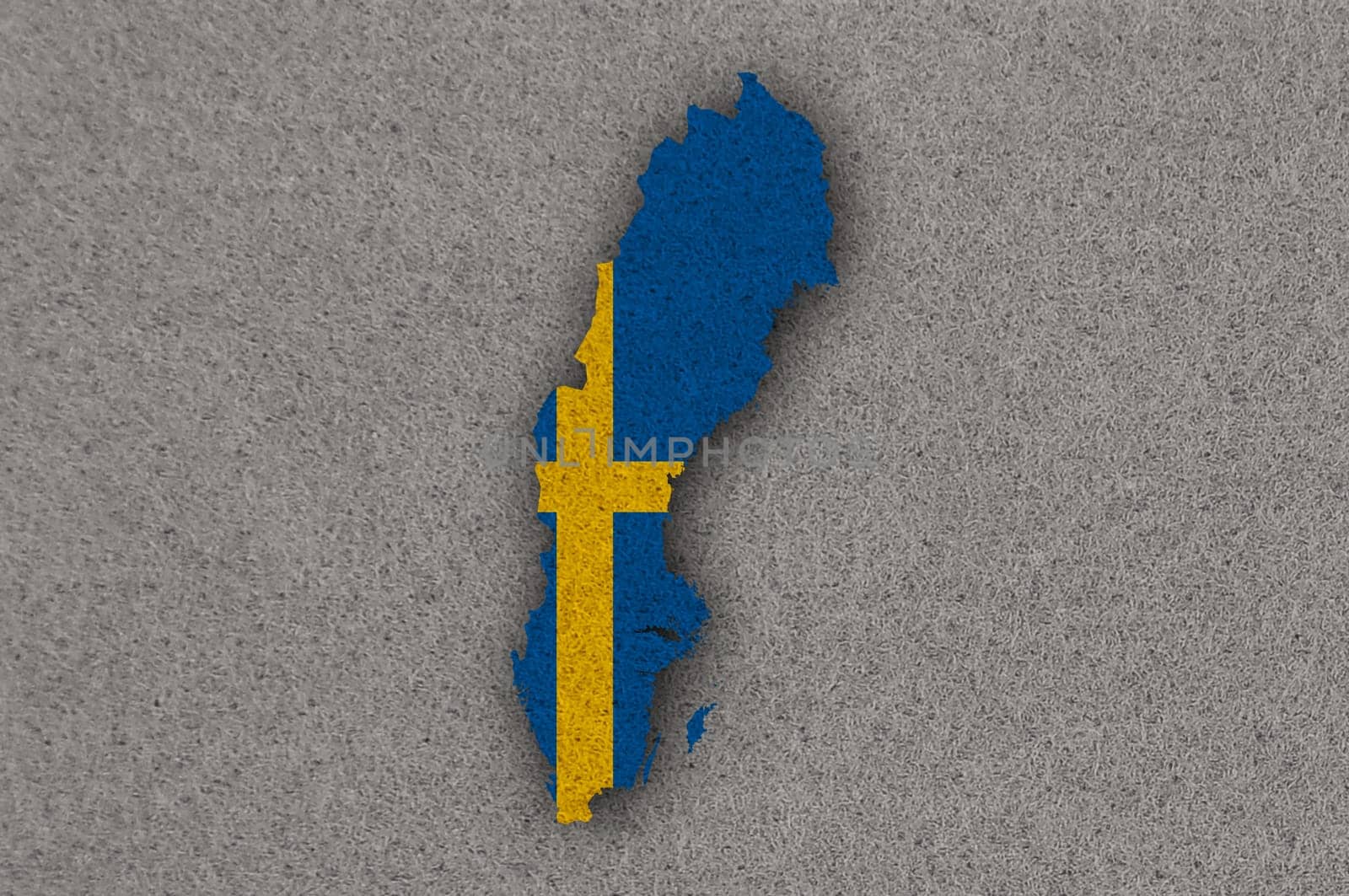 Map and flag of Sweden on felt