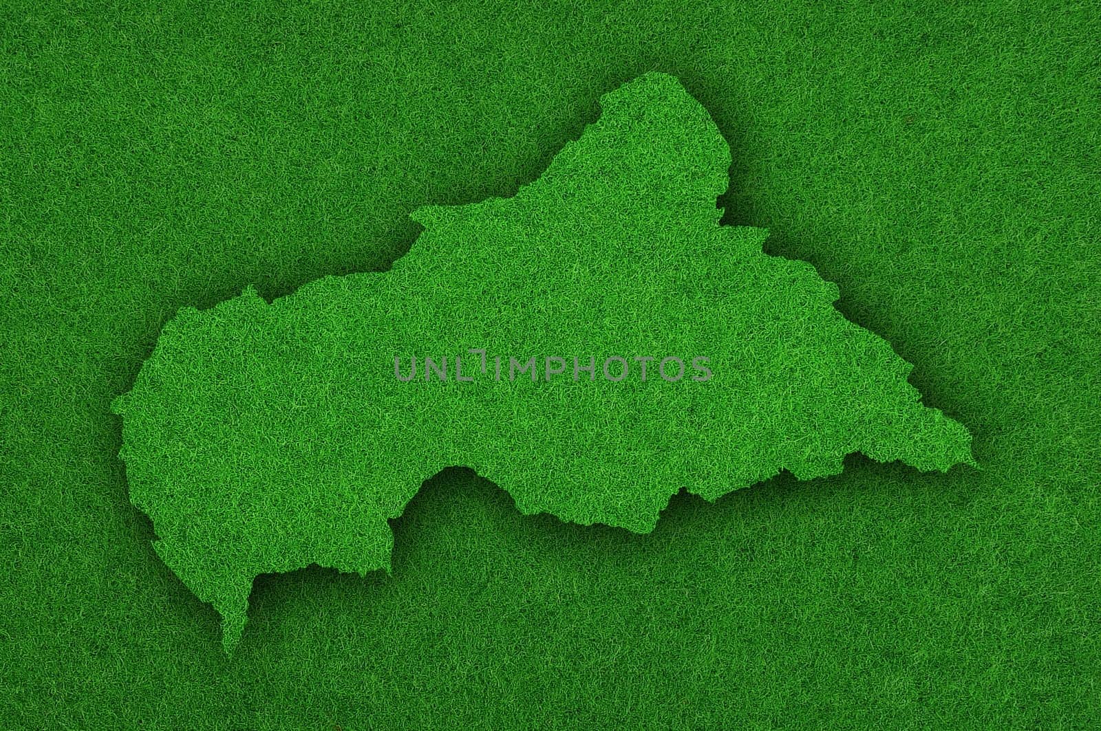 Map of Central African Republic on green felt