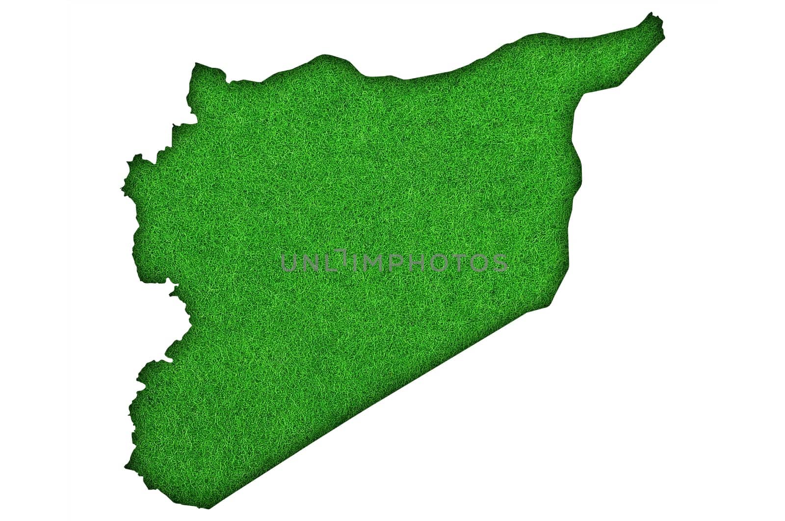 Map of Syria on green felt