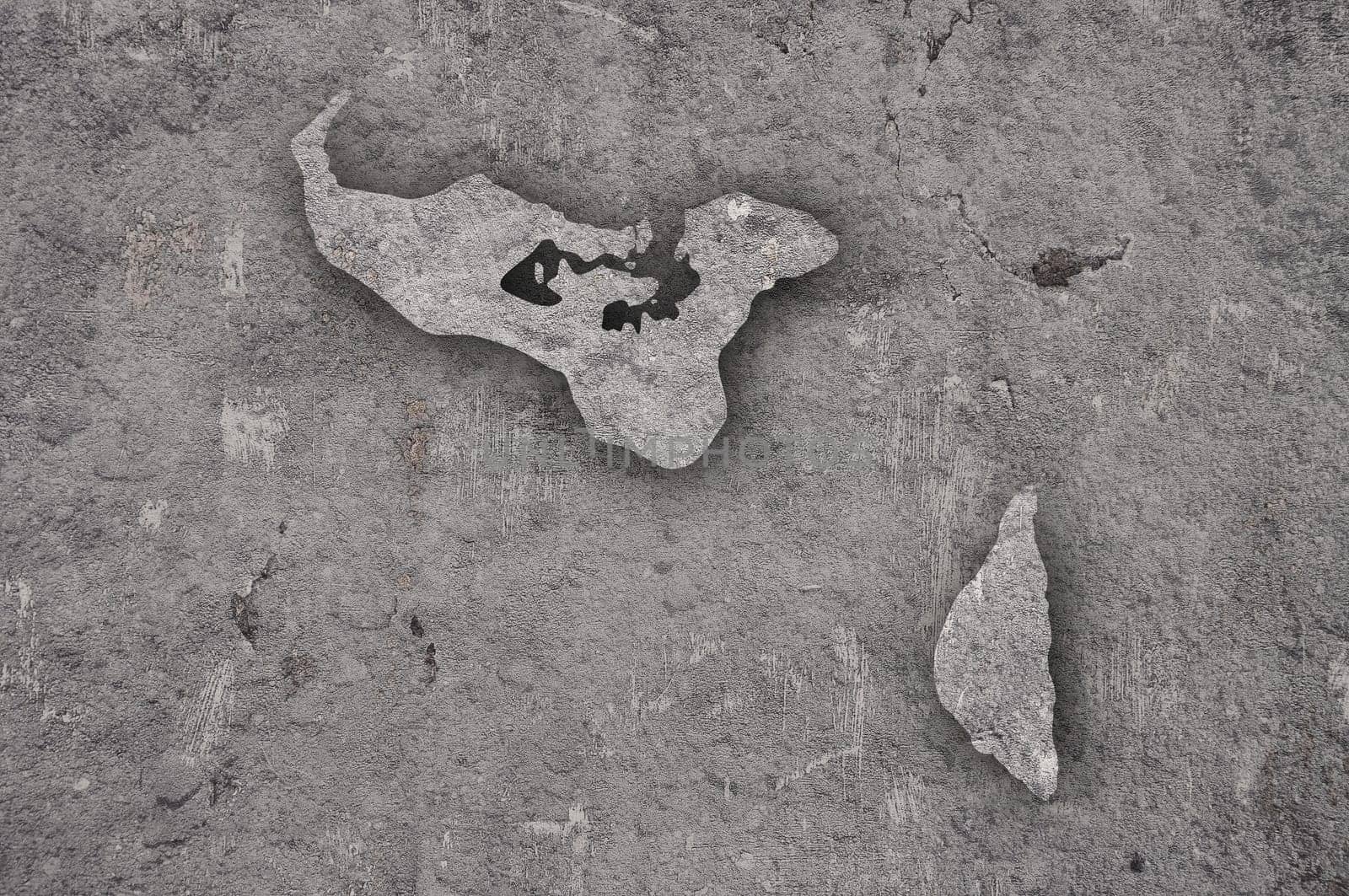 Map of Tonga on weathered concrete