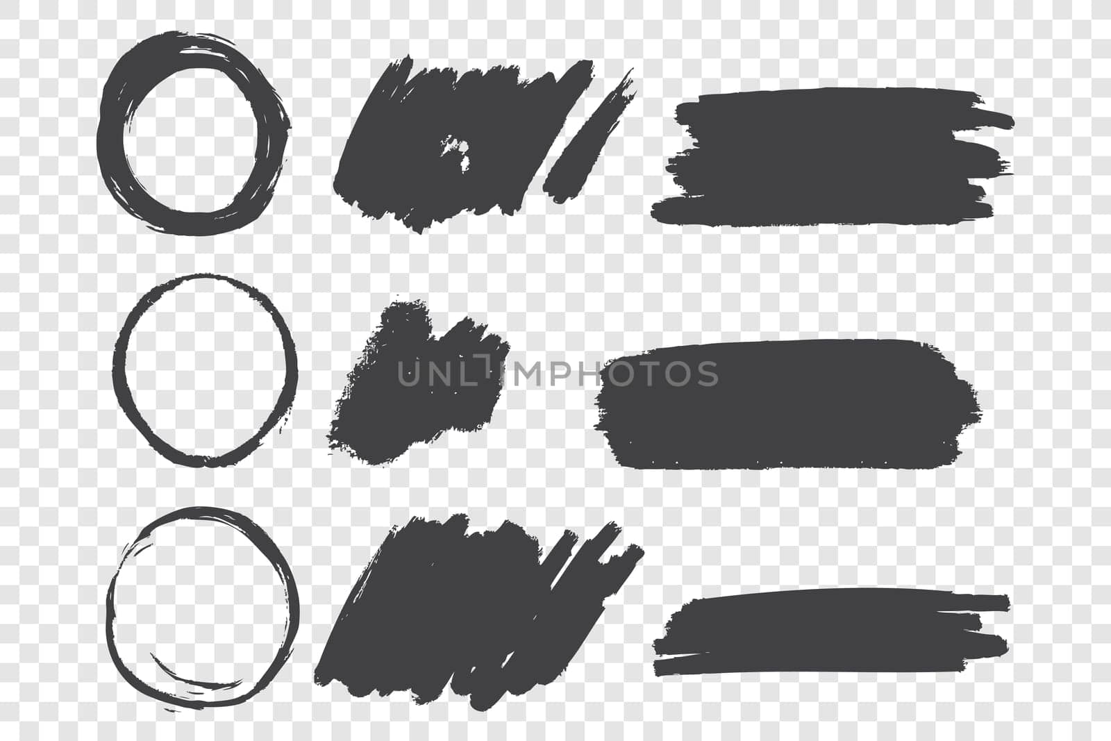 Black paint scribble hand drawn doodles set. Circle shapes freehand scrabbles drawing. Ink pen strokes isolated on transparent background. Monochrome round frames vector design elements