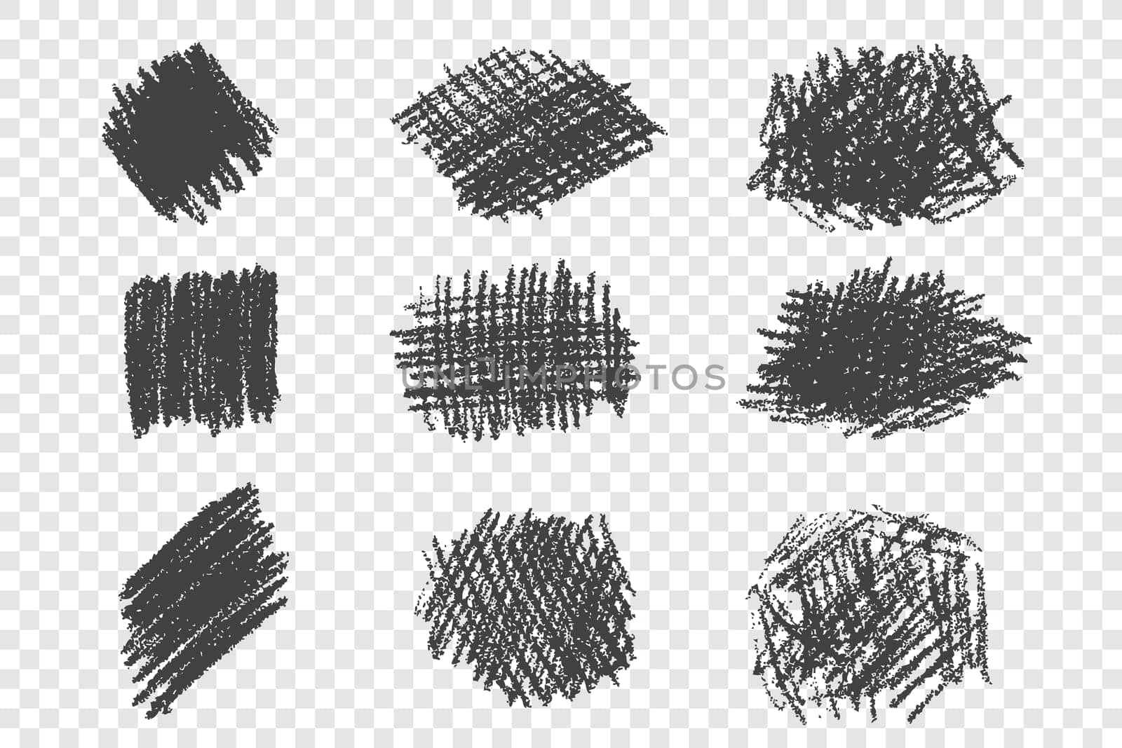Types of different pen hatching hand drawn set. Scribble doodles collection. Monochrome black ink drawing on transparent background. Abstract vector art collection. Scratch design elements