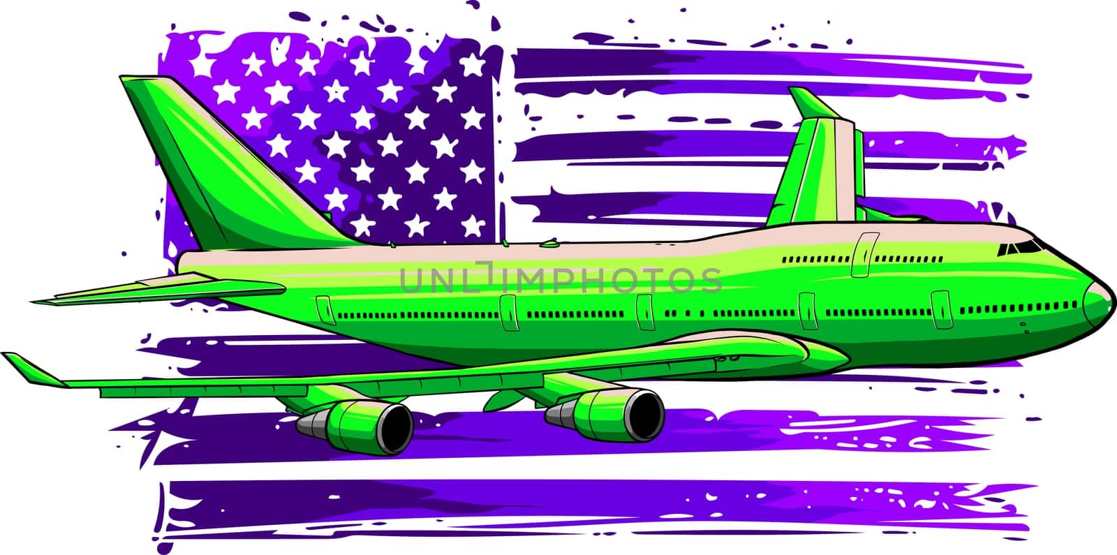 illustration of airplane with american flag