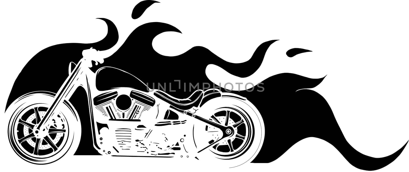 custom motorcycle with flames vector